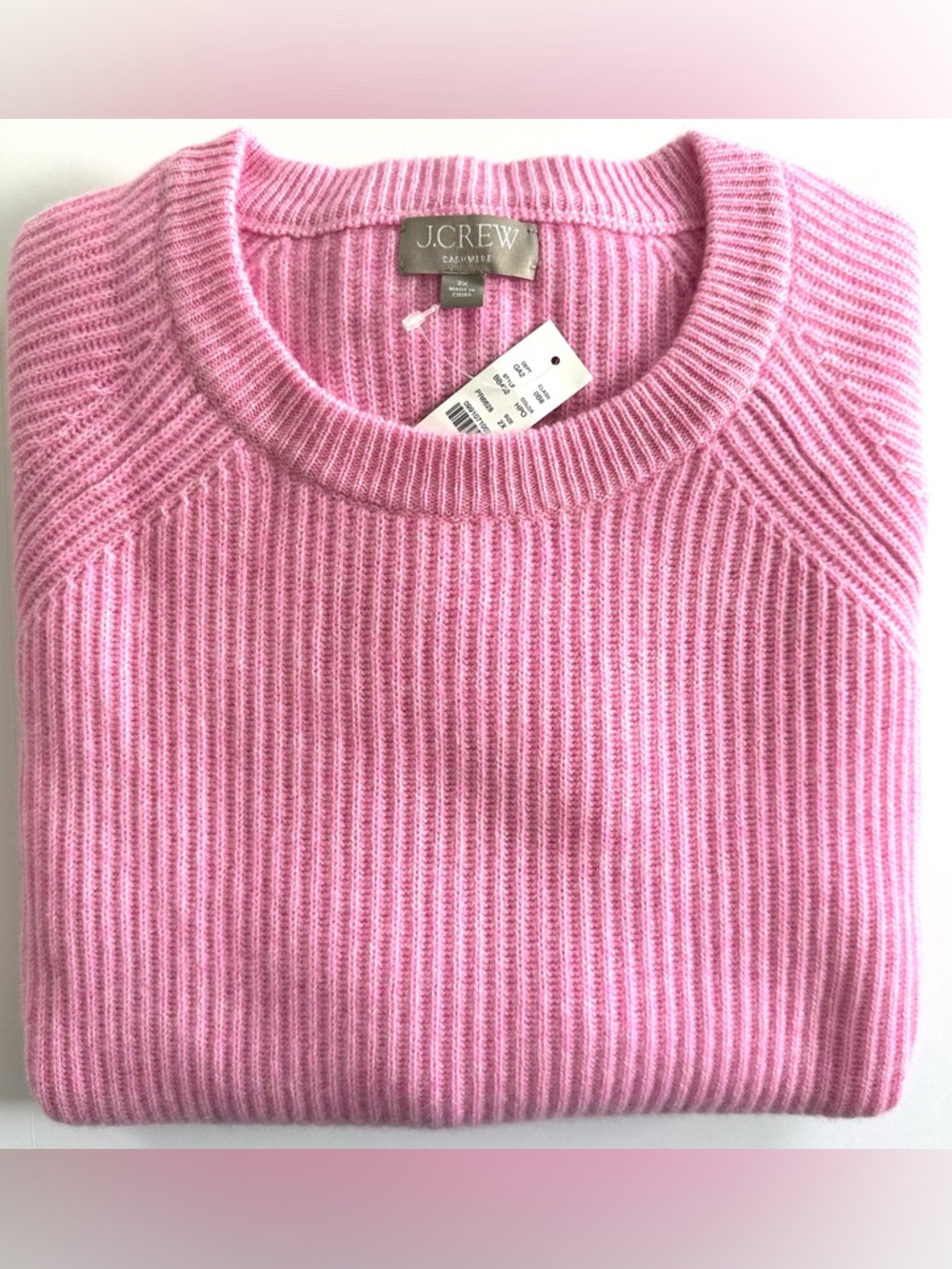 J.Crew Ribbed Cashmere Oversized Crewneck Sweater in Pink Orchid | 2X | NWT